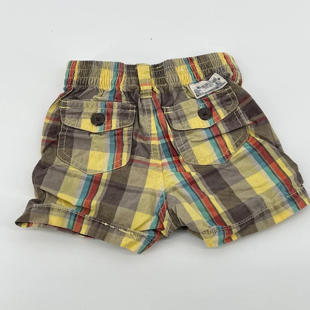 OshKosh Bgosh Baby Boys Plaid Cargo Shorts‎ Multi Color Cotton 12 Months Y2K